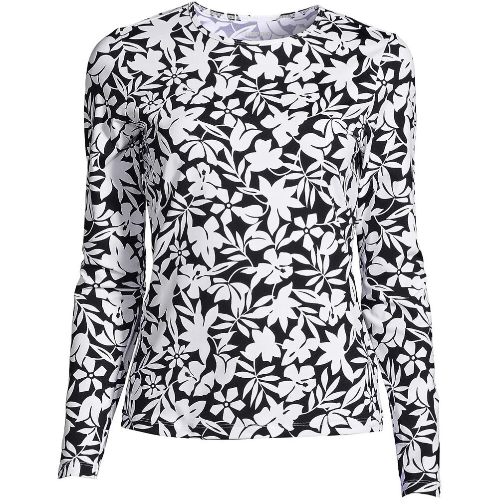 LANDS END WOMEN'S LONG SLEEVE RASH GUARD SUN PROTECTION WATER SPORTS XS